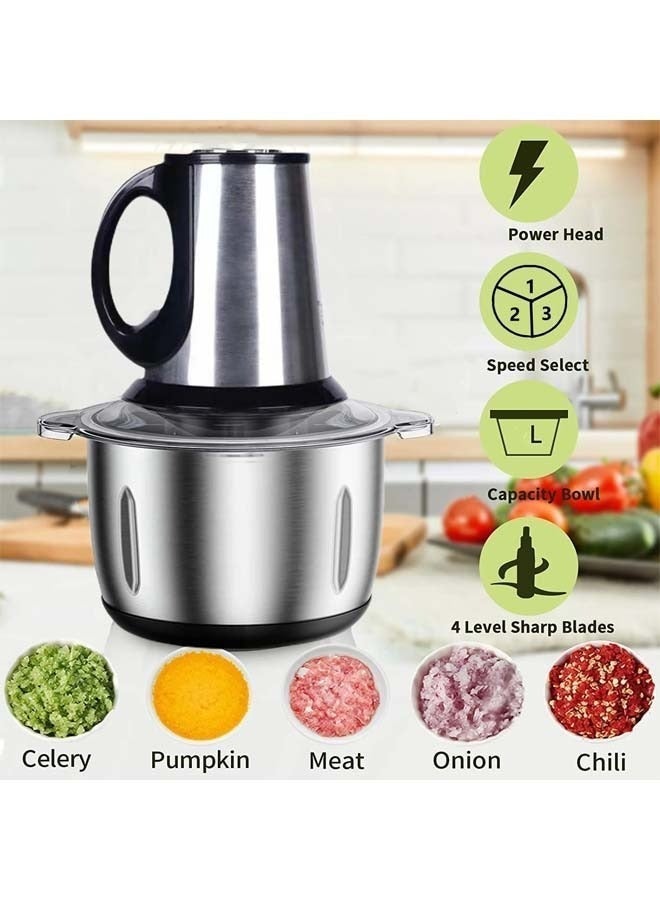 Microplus 3 Speed Stainless Steel 5Litre Meat Grinder/Chopper/Food Processor/Mincer 500W Silver/Black PS-4806 - Image 2